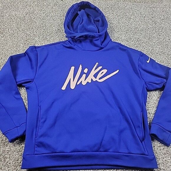 Nike Sweatshirt Womens Small Blue Hoodie Pink Logo Script Spellout Pullover - Picture 7 of 7